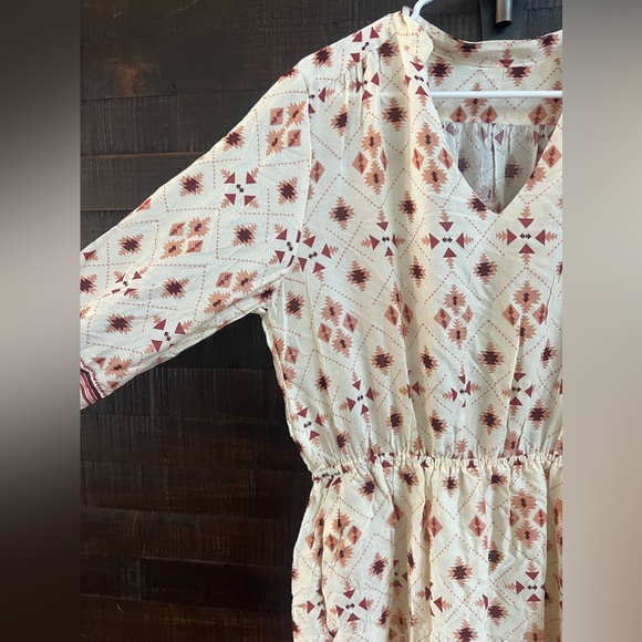 Stetson GAUCHO HERRINGBONE DRESS Size Medium Cream Pink Worn Once - Picture 8 of 9